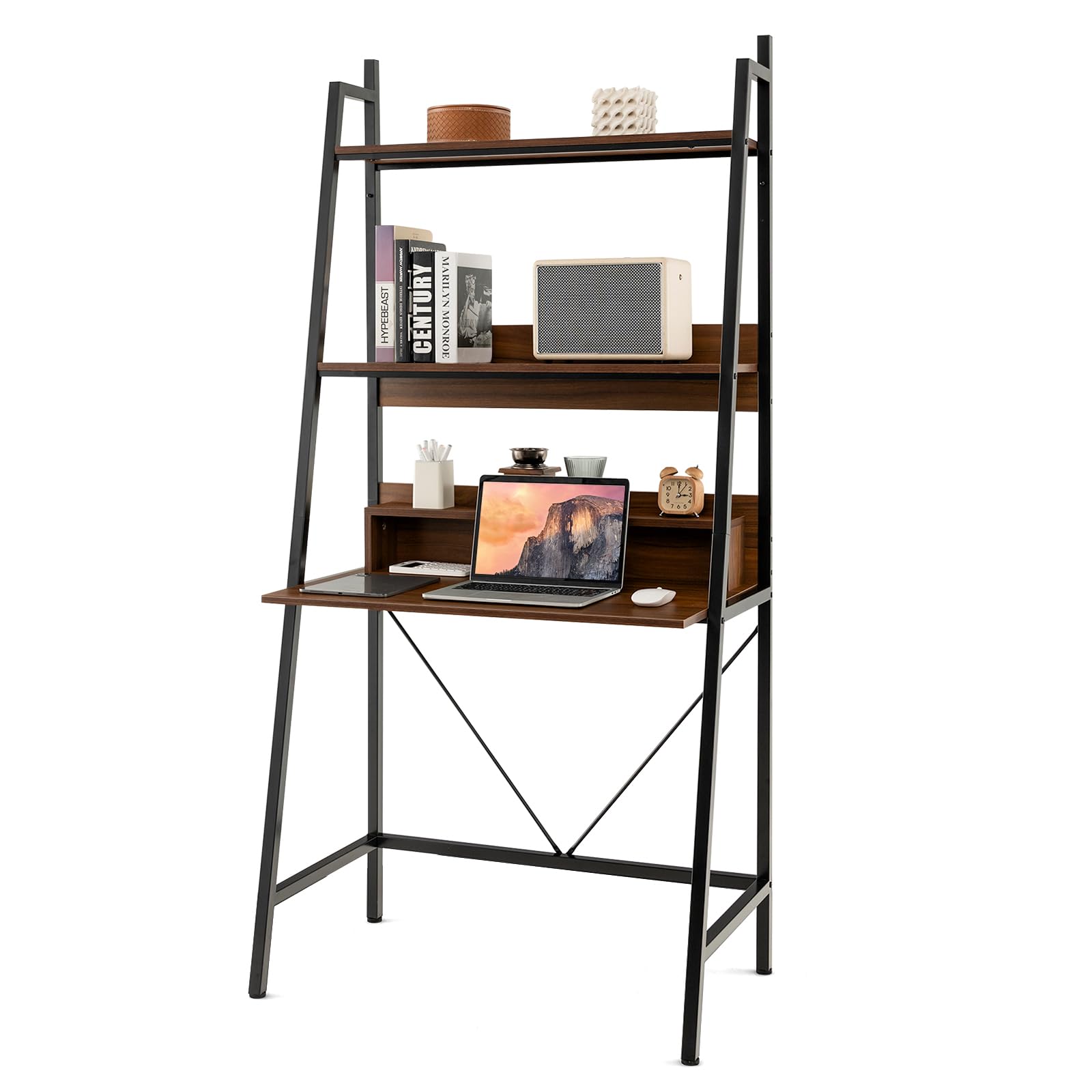 Tangkula 3-Tier Ladder Computer Desk 71 Inch Modern Writing Desk